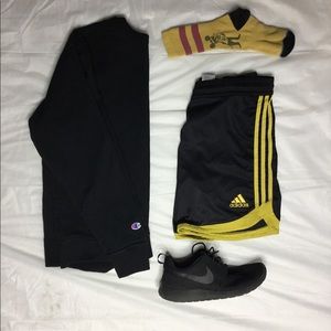 Black and Yellow Adidas Soccer Shorts